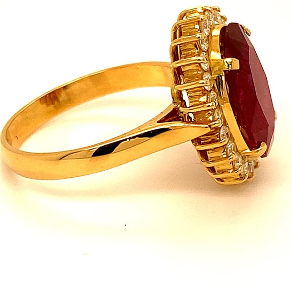 Longido Ruby 6.55ct Diamonds 18K Solid Gold Ring - Picture 7 of 9